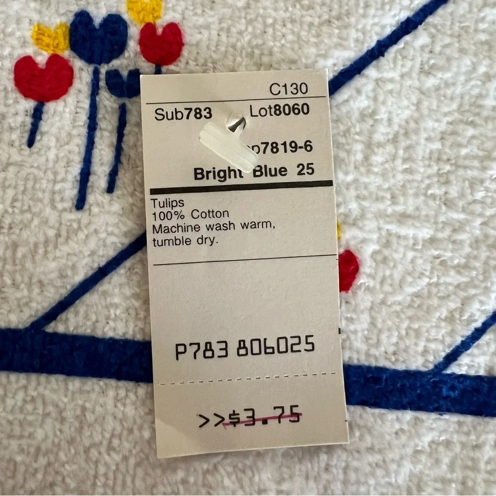 Vintage Cecil Saydah Screen Prints Kitchen Hand Towel 1984 Tulips New Old Stock